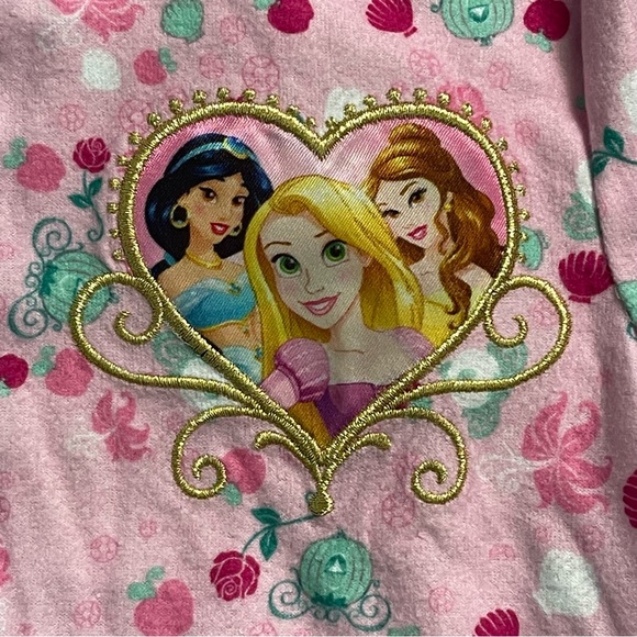 NWT Disney Store Pink Princess Girls 9/10 Flannel Pajama Set - Picture 3 of 7